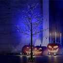 Halloween Lighted Tree Lights 6FT, 380 LED Black Halloweens Tree with Timer, DIY Bendable Branches, Halloween Decorations Outdoor & Indoor, Spooky Halloweens Yard Decor (Purple)