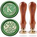 Initial Letter Alphabet K Wax Seal Stamp - Wicker Eucalyptus Sealing Stamp With Flower for Wedding Invitation, Gift Wrap, Envelopes, Christmas Card