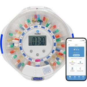 Automatic Pill Dispenser for Elderly with Alarm - 28 Day Smart Pill Box for Alzheimers Care, Easy-Read LCD Display, Key Locked, Alarm & Light Reminder for Medication, Vitamins, Supplements