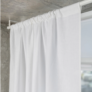 White Linen Rod Pocket Curtains 120"