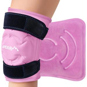 APEXUP Ice Pack for Knee Pain Relief, Large Reusable Wrap After Surgery, Flexible Gel Cold Pack for Injuries, Pain Relief for Back, Shoulder, Elbow, Ankle and Leg (Pink, L, 1PK)