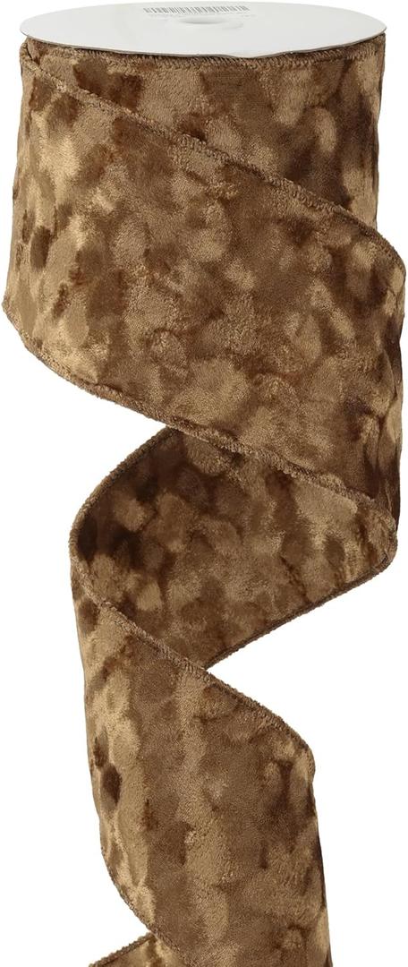 MEEDEE Brown Velvet Wired Ribbon 4 Inch Wide Double Sided Velvet Ribbon for Christmas Tree, Holiday Crafts, Home Decor, Topper Bow, Garlands, Wreaths (10 Yards)