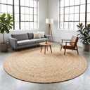 KEMA Jute Braided Woven Area Rug, Natural, 8 Feet Round