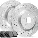 R1 Concepts Front Brakes and Rotors| Hardware Included| Front Ceramic Brake Pads and Rotors Kit| Fits 2016-2017 Lexus GS200t, IS200t