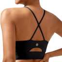 RUNNING GIRL Sports Bras for Women,High Impact Criss-Cross Back Crop Tops Padded Workout Sports Bra High Support(WX3028 Black L) (Black, L)