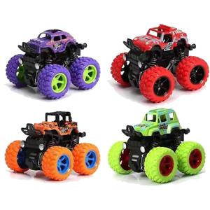 Monster Truck Toys, Friction Powered Monster Trucks for Boys, Push and Go Vehicles Toy for Kids, Inertia Vehicle, Stunt On-Road Vehicle, Great for Birthday Party Gift for Boys Girls (4 PCS)