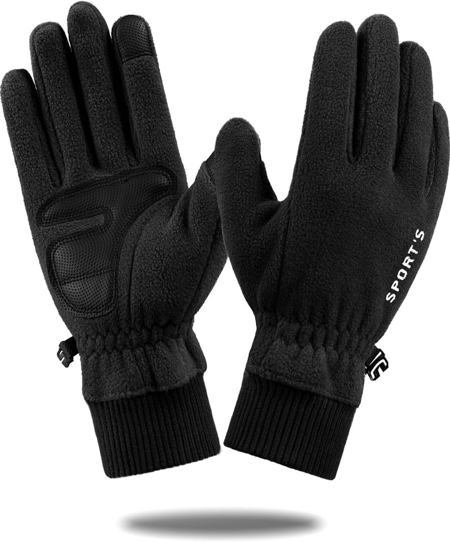 Winter Gloves Women Men - Winter Gloves for Women Cold Weather, Large Touch Screen Solid Lightweight Waterproof Thermal Ski Gloves for Running Cycling Outdoor Activities, Black