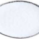 Pampa Bay Porcelain Round Dinner Plate White with Silver Trim (1)