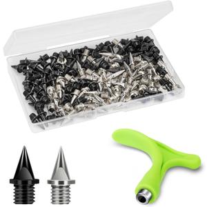 3/8 Inch Track Spikes, 120 Pieces Steel Shoe Spikes Replacements and Spike Wrench for Sports Running Track Shoes
