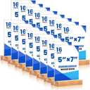 16 Pack 5x7 Acrylic Sign Holder with Wood Base Vertical and Slant Displays, Clear Plastic Flyer Display Stand, Paper photo Table Menu Sign Frame Suitable for Restaurants, Office, Store, Hotels