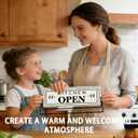 Kitchen Open Closed Sign, Rotating Tabletop Decor with Embossed Metal, 12 Inch Double Sided Freestanding Sign for Countertop, Modern Home Kitchen Cafe Decor, Black and White