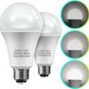 3 Way Light Bulbs, LOHAS 3 Way LED Light Bulbs 50 100 150W Equivalent, Daylight White 5000K, Three Way A19 Light Bulbs, E26 Base LED Bulbs for Desk Lamps, Floor Lamps, Table Lamps, 2 Pack