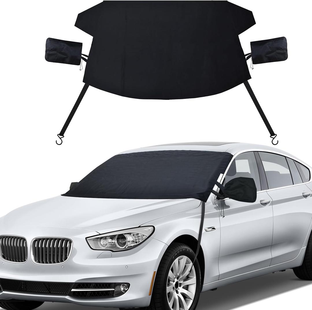 EcoNour Ultimate Windshield Cover for Snow and Ice | Car Windshield Snow Cover for All-Weather Protection | UV Resistant, Windproof Sunshade, Wiper & Mirror for Cars