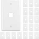 FGB 1-Port Keystone Wall Plate 20-Pack, Low-Profile Single Gang Wall Plates for RJ45, HDMI, and Coax Keystone Inserts, White