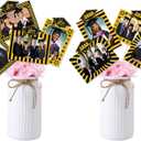 8PCS Graduation Party Decorations,Black & Gold Double-Sided Class of 2025 Graduation Photo Centerpieces for Tables, Table Toppers, High School College Grad Party Favors Supplies