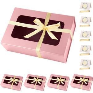 Pink Large Gift Boxes with Window, 13.5"x9"x4.3" Bridesmaid Boxe for Gift Giving,Birthday Gift Box with Magnetic,Closure Lid Gift Boxes for Presents,Cute Boxe,Luxury for Gift Packaging,Gift Box for Wrapping Gifts