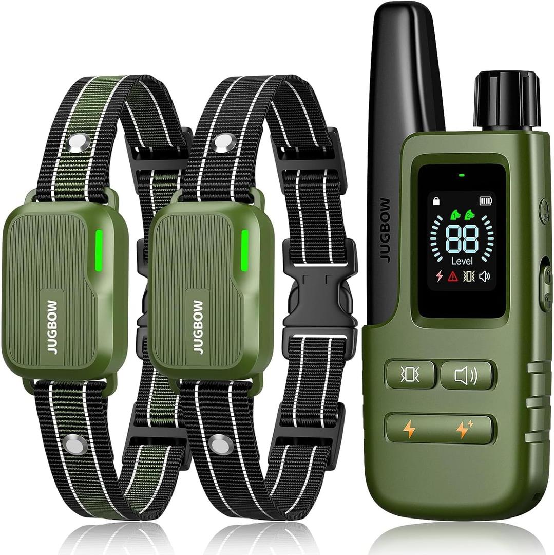 Jugbow Shock Collar for 2 Dogs (10-120lbs) - 4200FT Dog Training Collar with Remote, IPX8 Waterproof Electric Collar with 4 Training Modes, Rechargeable E-Collar for Breeds