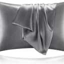 BEDELITE Satin Pillowcase for Hair and Skin, Super Soft and Cooling Similar to Silk Pillow Cases 2 Pack with Envelope Closure, Gift for Women Men(20"x36" King Size, Dark Grey)