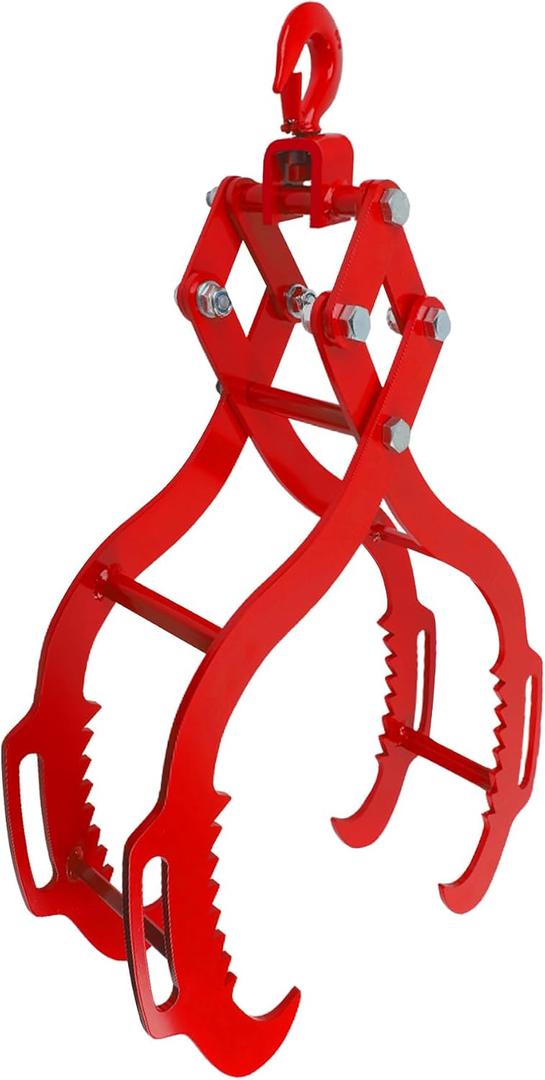 Log Tongs 32 inch 4 Serrated Claw, Eagle Claw Design Log Grapple, Heavy Duty Logging Tongs 2700 Pounds Lifting Capacity for Trucks, ATVs, Tractors, Forklifts