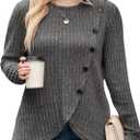 DOLNINE Womens-Plus-Size-Tops Casual Long Sleeve Shirts Trendy Button Side Split Fall Cute Tunic Sweatshirts (4X-Large, Dark Grey)