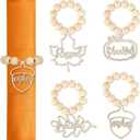 Thanksgiving Napkin Rings Set of 12, Wooden Napkin Rings Pumpkin Maple Leaf Decorations, Thanksgiving Napkins Decorations for Table Fall Dinner Wedding Holiday