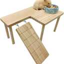 Wooden Hamster Platform with Ladder Rat Climbing Activity Playground Platform Cage Accessories Decor for Dwarf Syrian Hamster Gerbil Rat Mice (Left)