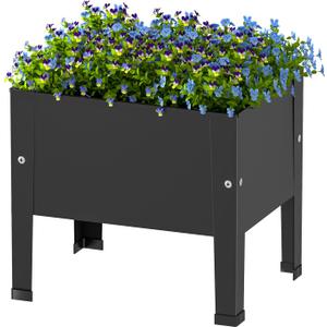 aboxoo 14 inch Black Planter Raised Beds with Legs Outdoor Small Metal Planter Box Elevated Garden Bed for Vegetables Flower Herb Patio (1pcs)