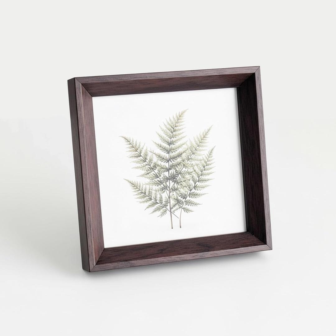 4x4 Picture Frame, Walnut Color MDF Wood Photo Frame with Plexiglass Front, Tabletop or Wall Display