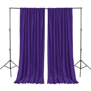 Hiasan Purple Backdrop Curtains for Parties, Polyester Photography Backdrop Drapes for Family Gatherings, Wedding Decorations, 5ftx10ft, Set of 2 Panels (W5' x H10'2 PCS)