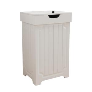 Wood Trash Can Cabinet, 13 Gallon Hidden Kitchen Garbage Can with Lid, Farmhouse Dog Proof Trash Can, Metal Ring Included, 16" L x 13" W x 26.5" H, White