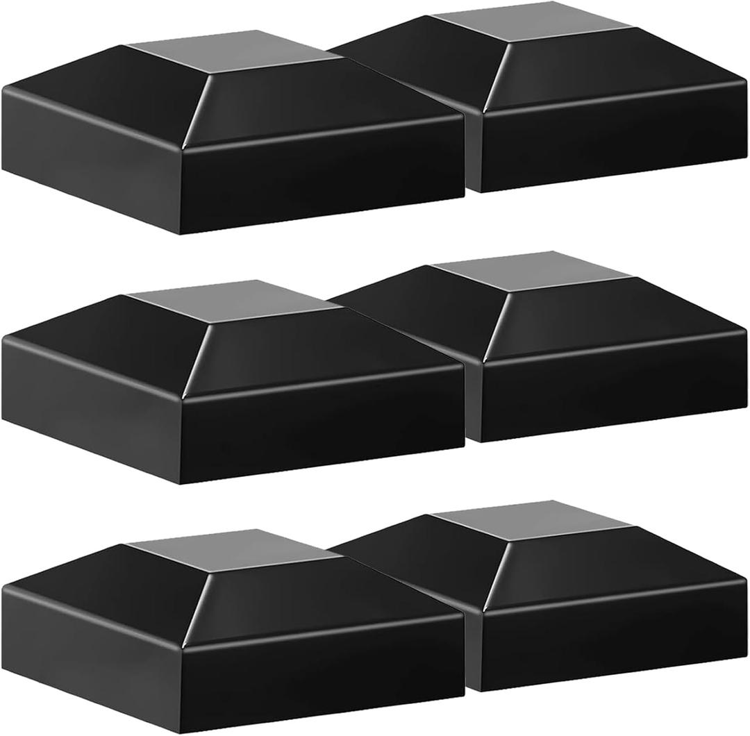 2x2 Aluminum Pyramid Caps - Fits 2" x 2" Metal Posts, Black Matte Covers for Fence, Deck Railing, and Mailbox (6 Pack)
