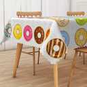 Veewon Donut Table Cloth Donut Party Rectangular Tablecloth Picnic Table Cover for Dining Room Kitchen Decoration, 42.52"L x 70.87"W