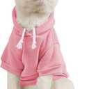 QWINEE Basic Dog Hoodie Sweatshirt Puppy Sweater Warm Cat Costumes Pet Clothes for Chihuahua Puppy Kitten Small Medium Dogs Light Pink X-Small