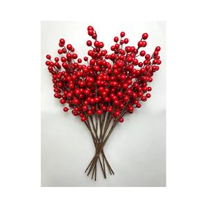 10Pcs Artificial Red Berry Stems, 15.5 Inch Christmas Holly Berry Branches Red Berry Picks for Christmas Tree Wreath Decor Winter Holiday Wedding Home Vase Crafts Decorations
