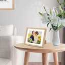 puthiac 8x10 Solid Oak Wood Picture Frame, Fits 6x8 with Mat or 8x10 Without Mat, Wall or Tabletop Display with Stand, Vertical or Horizontal, Plexi Front, 1 Pack, Natural Oak