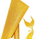 Gold Glitter Heat Transfer Vinyl Rolls Gold Iron HTV Vinyl 12inch x 5feet Iron on Vinyl for Cricut, T-Shirts DIY Design, Silhouette Cameo & Heat Press Machine(Gold Glitter HTV)