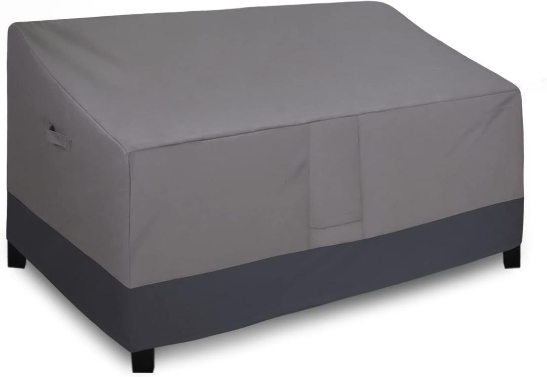 Easy-Going Outdoor Sofa Cover Heavy Duty Patio Furniture Loveseat Couch Bench Cover Windproof Durable (85Wx37Dx35H inch, Gray/Dark Gray)