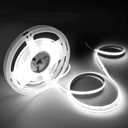 COB LED Strip Lights Daylight White 6000K,16.4ft 12V High CRI 95Ra+ Super Bright,Flexible Tape Lights for Bedroom,Mirror,Kitchen Cabinet, Living Room(Power Supply Not Included)