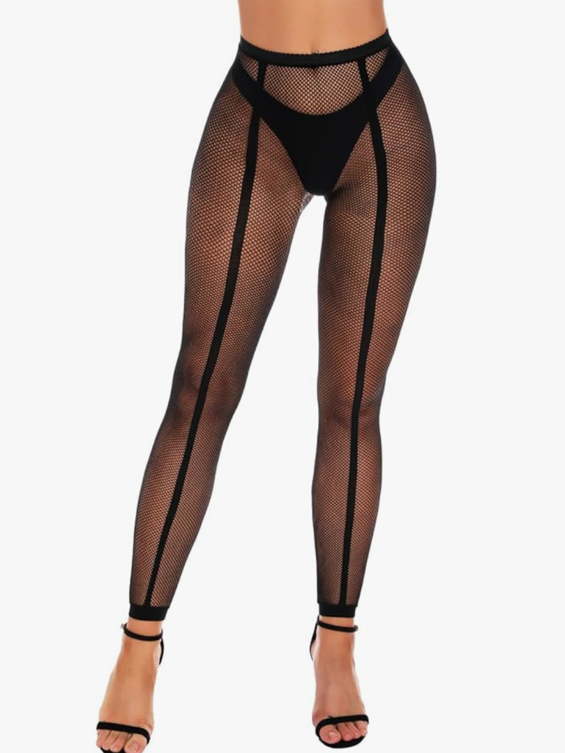 XIUSEMY Womens Fishnet Tights Sexy Stockings Black Stripe Pantyhose Leggings Lingerie