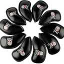 HISTAR Golf Club Head Covers Skull Design Golf Iron Head Covers Set Headcover Fit All Brands Titleist, Callaway, Ping, Taylormade, Cobra, Nike, Etc. (Black)