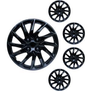 Hubcap Wheel Cover Replacement R15 Hub Caps Universal-Fit Steel Wheel Rim Cover ABS Material Exterior Accessories for Car Truck SUV -Set of 415-inchBlack