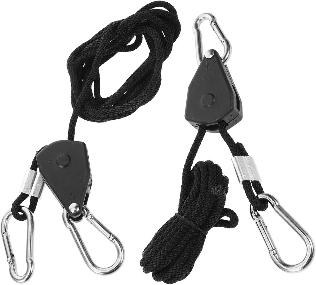 1pair Adjustable Heavy Duty Rope Hanger Reinforced Metal Gears for Indoor Grow Lights and Plant Hanging Easy Install Ratchet System for Optimal Light Positioning