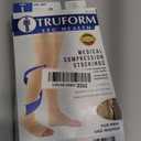 Truform 20-30 mmHg Compression Stockings for Men and Women, Thigh High Length, Dot-Top, Open Toe, Beige, Large