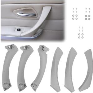 Grey Interior Door Handle Set, Fits for BMW 3 Series E90/E91/E92/E93,Fits for BMW 328i 335i 323 325 330 2006-2012,51417230851, 51419150337,Inner Door Pull Panel Handle, Interior Trim Armrest (Gray)
