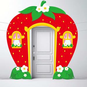 Strawberry Party Decorations Strawberry Door Banner Backdrop Sweet Berry Background Photo Props Berry Themed Porch Sign Hanging Banner Party Decoration for Baby Shower Birthday Supplies
