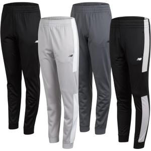 New Balance Boys Sweatpants - 4 Pack Active Tricot Boys Joggers Athletic Pants Kids Activewear Pants with Pockets (4-20) (Lead/Raincloud)