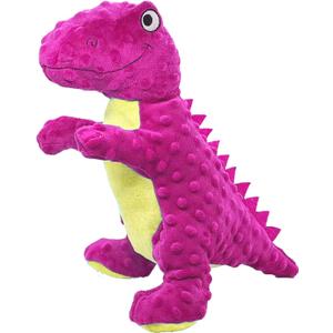 No Stuffing Dog Toys for Aggressive Chewers, Squeaky Wrinkled Toys, Durable Dog Chew Toys, Soft and Tough Plush Toys, Suitable for All Breeds of Dogs. (Dinosaur (Red)), 12"L x 8.5"W x 6"H