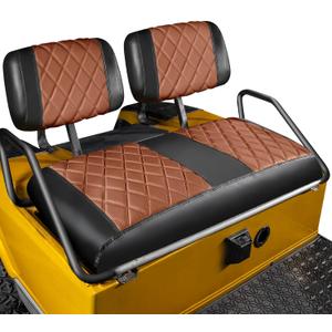 NOKINS Golf Cart Diamond Seat Covers Kit, Fit for Club Car DS Pre-2000 OEM Standard Front Seat Cushion, Golf Cart Vinyl Seat Cover, No Nails Required (Dark Brown and Black)