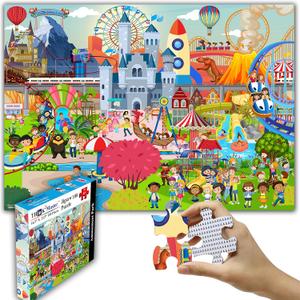 Think2Master Amusement Park 100 Pieces Jigsaw Puzzle Fun Educational Toy for Kids, School & Families. Great Gift for Boys & Girls Ages 4-8 to Stimulate Learning. Size:23.4 X 16.5