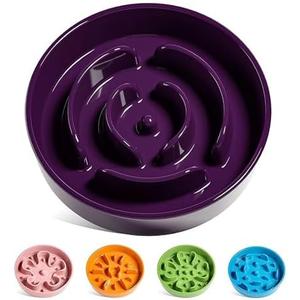 LE TAUCI Slow Feeder Dog Bowls Ceramic, 3 Cups Slow Feeding Dog Bowl Medium Large Breed, Pet Bowl for Fast Eaters, Puzzle Pet Dishes, Maze Purple